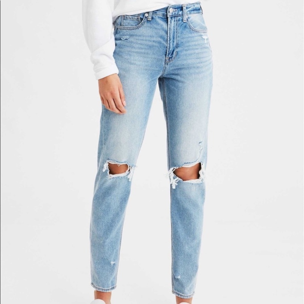 American Eagle Mom jeans size 0 blue high waisted